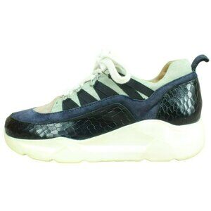 Aquatalia Navy Suede Lace Up Low Top Waterproof Casual Sneaker Shoes Size 7.5